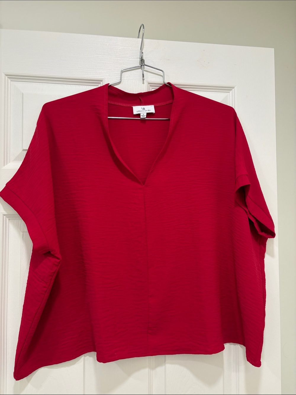 Urban Daizy Bright Red V-Neck Boxy Tunic